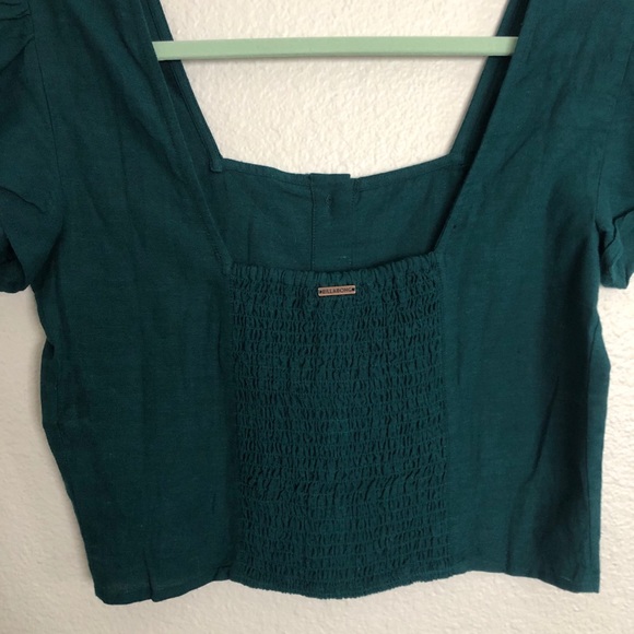 Billabong green puff sleeve button up crop top - Picture 5 of 6